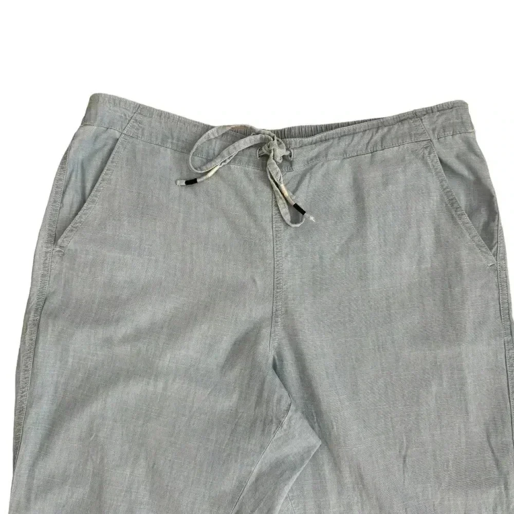 J Crew Blue Cotton  Soft Casual Ankle Length Pull On Pockets Pants SZ L #1966